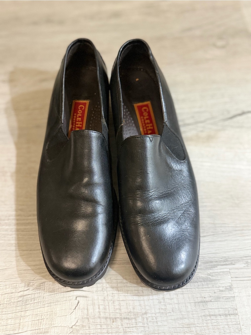 Cole Haan Black Leather Slip-On Loafers 10AA